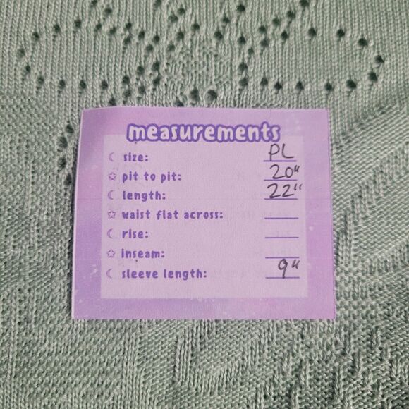 ALFRED DUNNER Green Short Sleeve Top Size PL Lace Crochet Floral Scalloped Twee - Picture 2 of 9